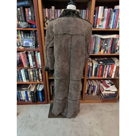 Vintage Brandon Thomas Women's Large 100% Genuine Leather Overcoat Trench Coat - Picture 2 of 8